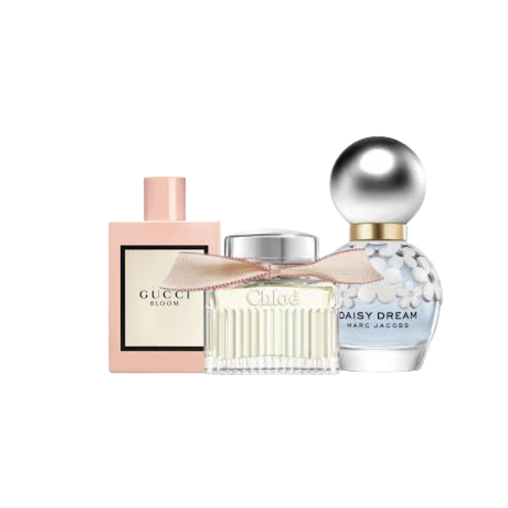image showing the bottle and packaging for Soft Floral Mini Perfume Set for Women Pack