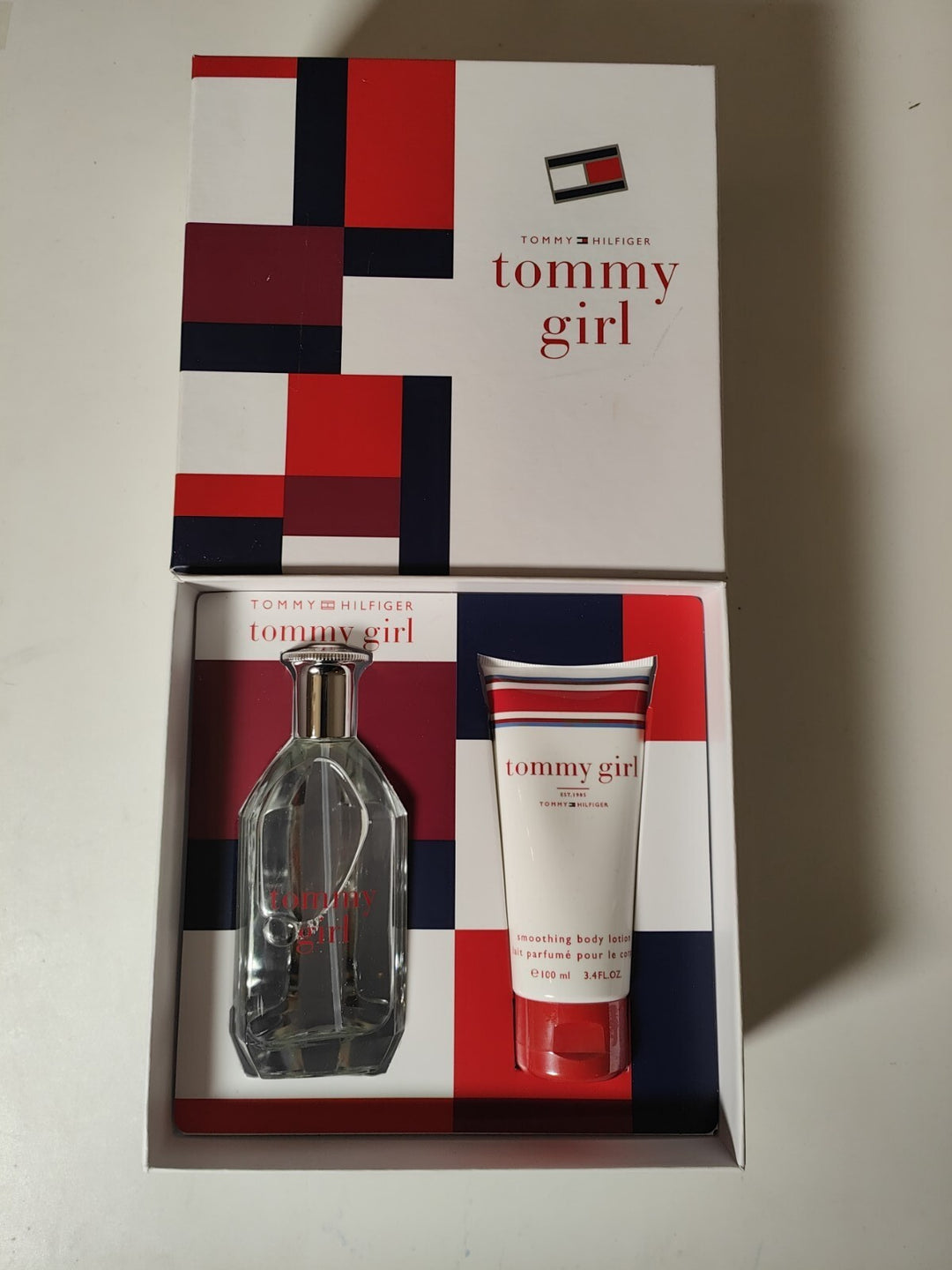 image showing the bottle and packaging for Tommy Girl 2pc Set   EDT 100ml + Body Lotion 100ml Set