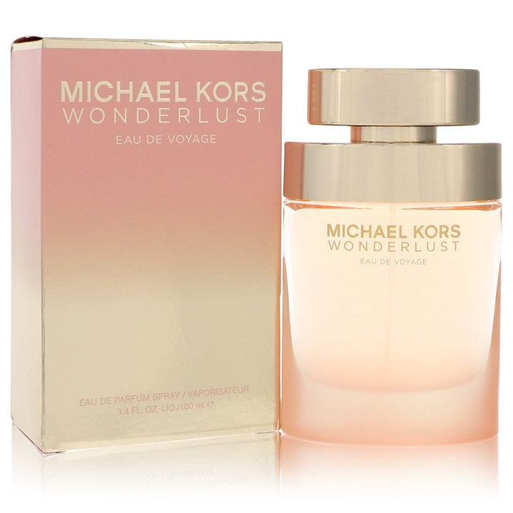 Michael Kors Wonderlust Eau de Voyage perfume bottle and packaging on a white background