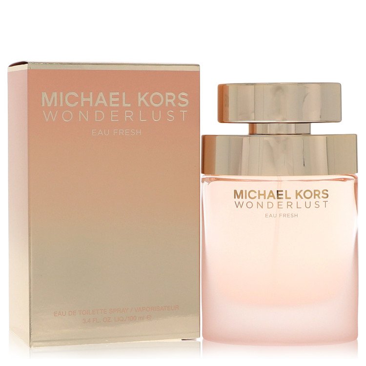 image showing the bottle and packaging for Michael Kors Wonderlust Eau Fresh Perfume By Michael Kors Eau De Toilette Spray 100ml