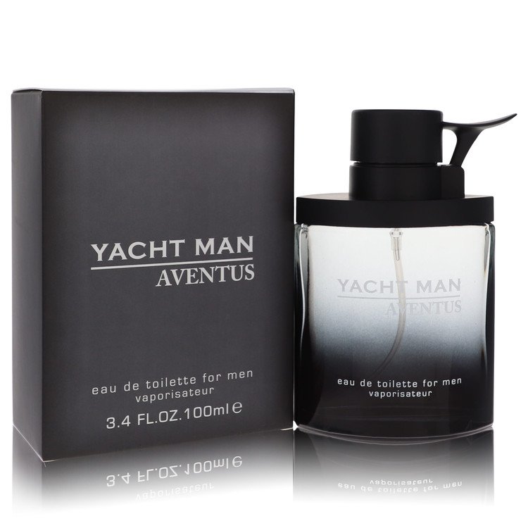 image showing the bottle and packaging for Yacht Man Aventus Cologne By Myrurgia Eau De Toilette Spray 100ml