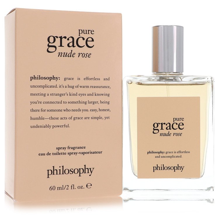 image showing the bottle and packaging for Pure Grace Nude Rose Perfume By Philosophy Eau De Toilette Spray 60ml