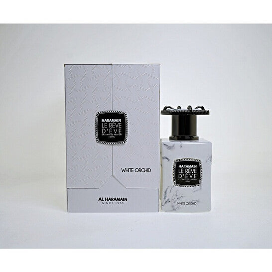 image showing the bottle and packaging for Al Haramain Le Reve D'ev White Orchid Perfume By Al Haramain Extrait De Parfum Spray 100ml