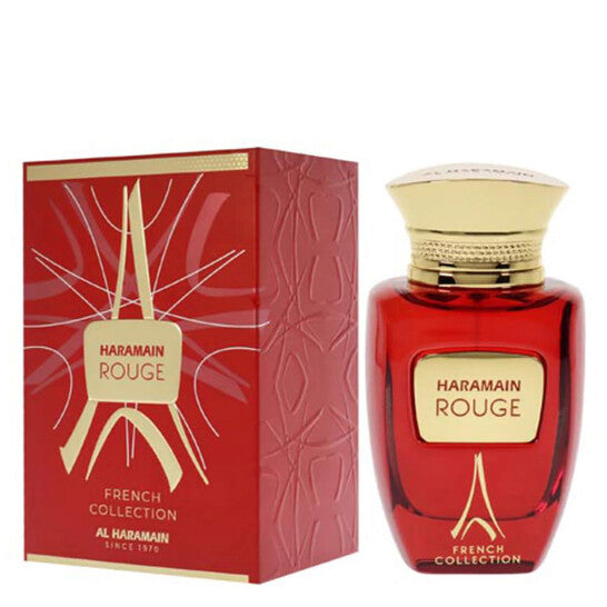 image showing the bottle and packaging for Al Haramain Rouge French Collection Cologne By Al Haramain Eau De Parfum Spray 100ml