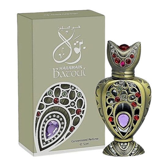image showing the bottle and packaging for Al Haramain Batoul Perfume By Al Haramain Concentrated Perfume Oil 12ml