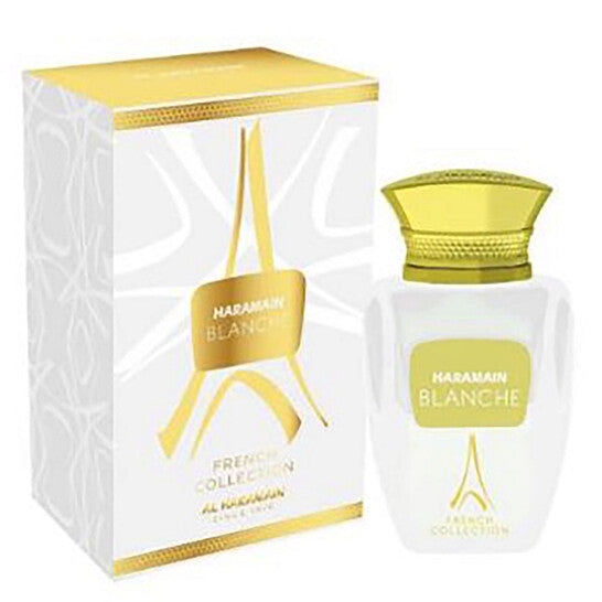 image showing the bottle and packaging for Al Haramain Blanche French Collection Cologne By Al Haramain Eau De Parfum Spray 98ml
