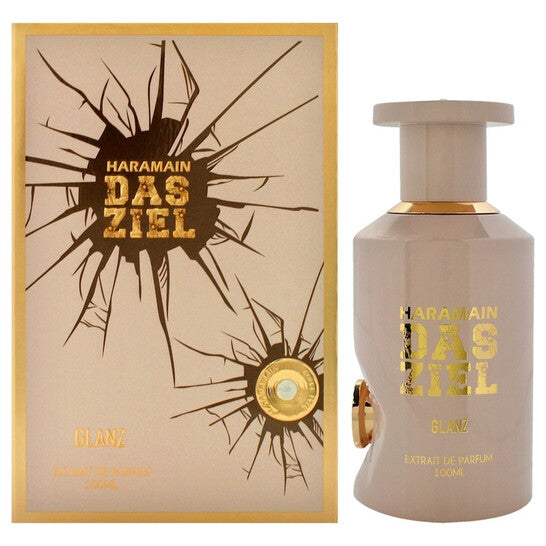 image showing the bottle and packaging for Al Haramain Das Ziel Glanz Cologne By Al Haramain Extrait De Parfum Spray 100ml