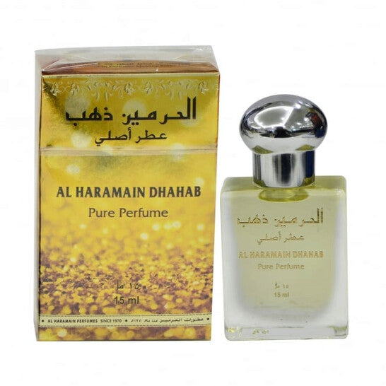image showing the bottle and packaging for Al Haramain Dhahab Cologne By Al Haramain Eau De Parfum Spray 15ml