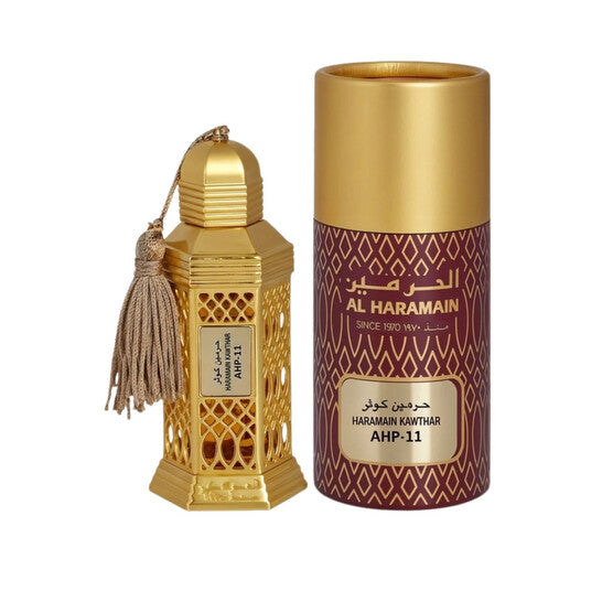 image showing the bottle and packaging for Al Haramain Kawthar Perfume By Al Haramain Concentrated Perfume Oil 12ml