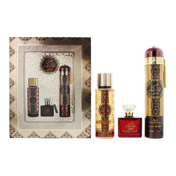 Lattafa Khamrah Qahwa 3 pcs Gift Set   100ml EDP + 12ml Travel Spray + Hairmist set  - Just Perfume