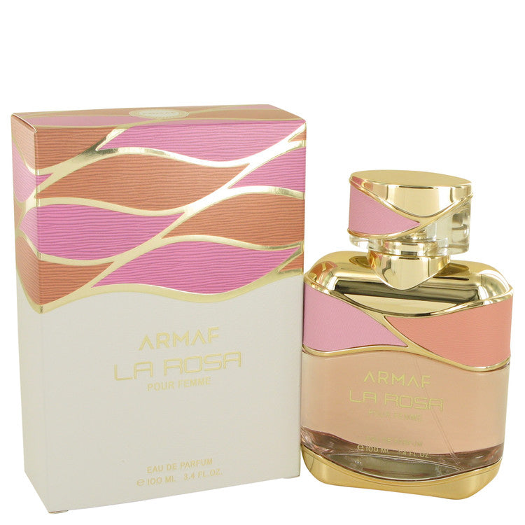 image showing the bottle and packaging for Armaf La Rosa Perfume By Armaf Eau De Parfum Spray 100ml