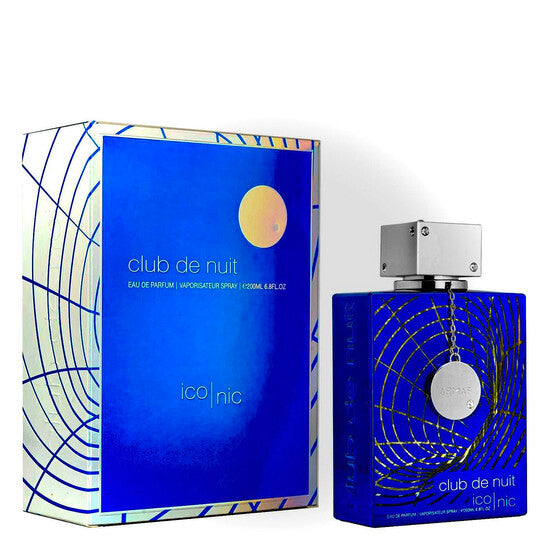 image showing the bottle and packaging for Armaf Club De Nuit Iconic Blue Cologne By Armaf Eau De Parfum Spray 200ml