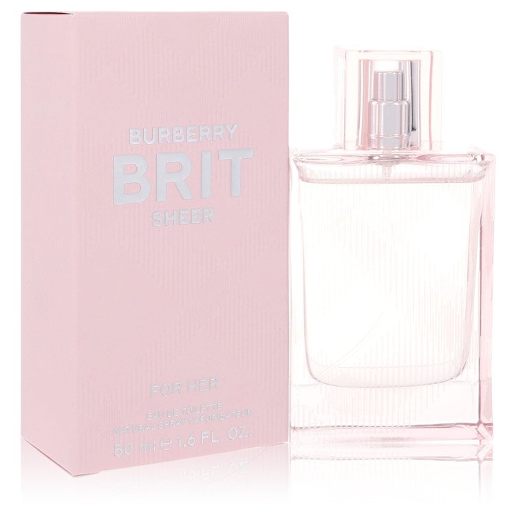 image showing the bottle and packaging for Burberry Brit Sheer Perfume By Burberry Eau De Toilette Spray 50ml