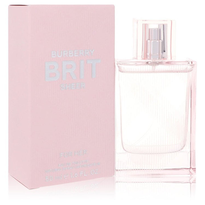 image showing the bottle and packaging for Burberry Brit Sheer Perfume By Burberry Eau De Toilette Spray 50ml