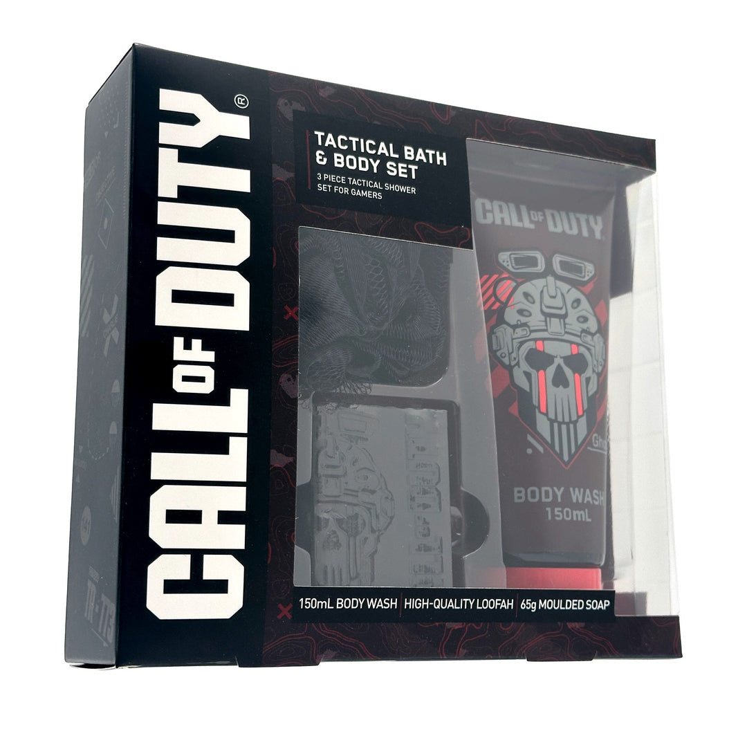 Call Of Duty Tactical Bath & Body Set Body Wash 150ml Moulded Soap 65G Loofa - Just Perfume