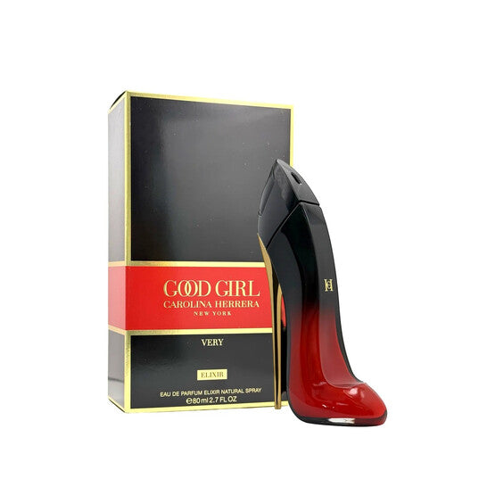 image showing the bottle and packaging for Very Good Girl Elixir by Carolina Herrera Eau De Parfum Spray 80ml