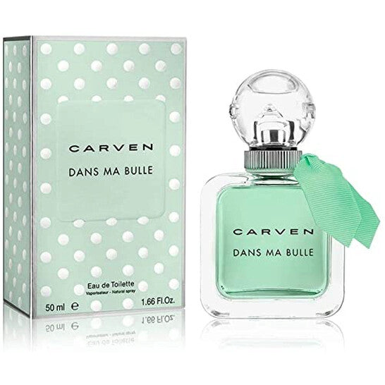 image showing the bottle and packaging for Dans Ma Bulle Perfume By Carven Eau De Toilette Spray 50ml
