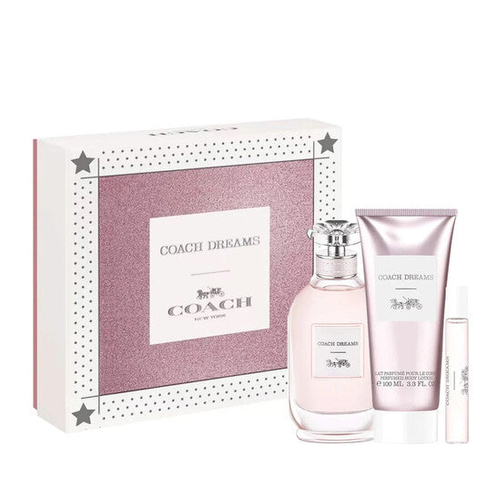 image showing the bottle and packaging for COACH DREAMS 3PC (90ML) EDP Set