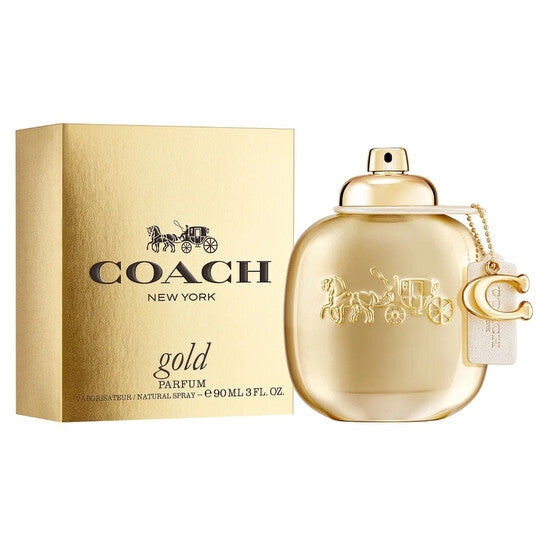 image showing the bottle and packaging for Coach Gold Perfume By Coach Eau De Parfum Spray 90ml