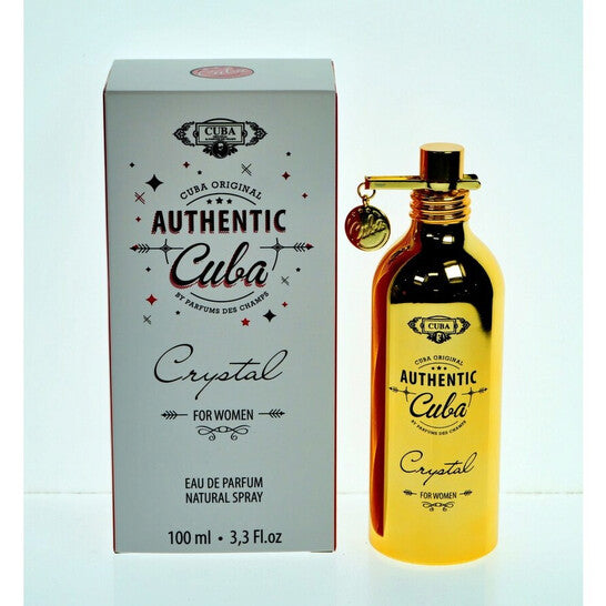 image showing the bottle and packaging for Cuba Authentic Crystal Perfume By Cuba Eau De Parfum Spray 100ml