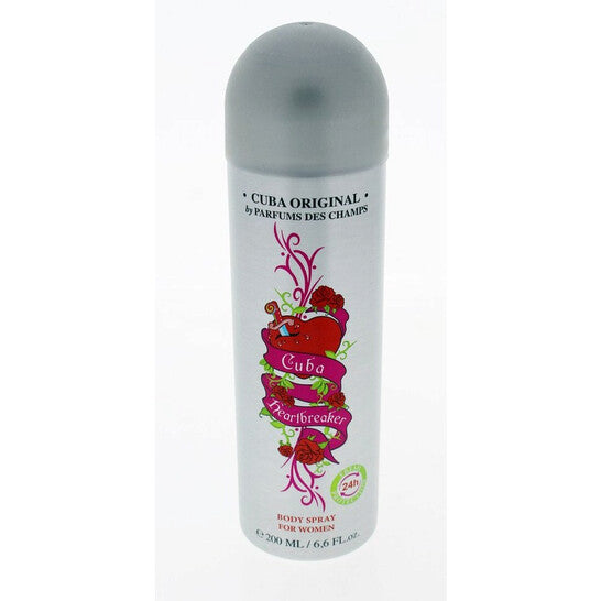 image showing the bottle and packaging for Cuba Heart Breaker Perfume By Cuba Body Spray 200ml