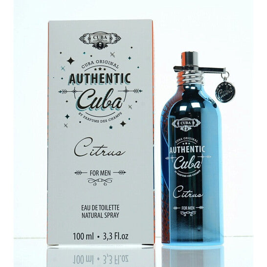 image showing the bottle and packaging for Cuba Authentic Citrus Cologne By Cuba Eau De Toilette Spray 100ml