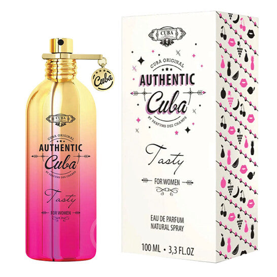 image showing the bottle and packaging for Cuba Authentic Tasty Perfume By Cuba Eau De Parfum Spray 100ml