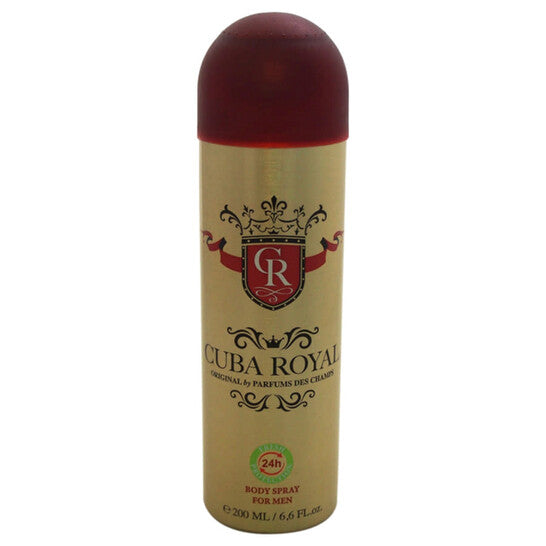 image showing the bottle and packaging for Cuba Royal Cologne By Cuba Body Spray 200ml
