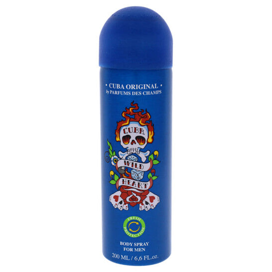 image showing the bottle and packaging for Cuba Wild Heart Cologne By Cuba Body Spray 200ml