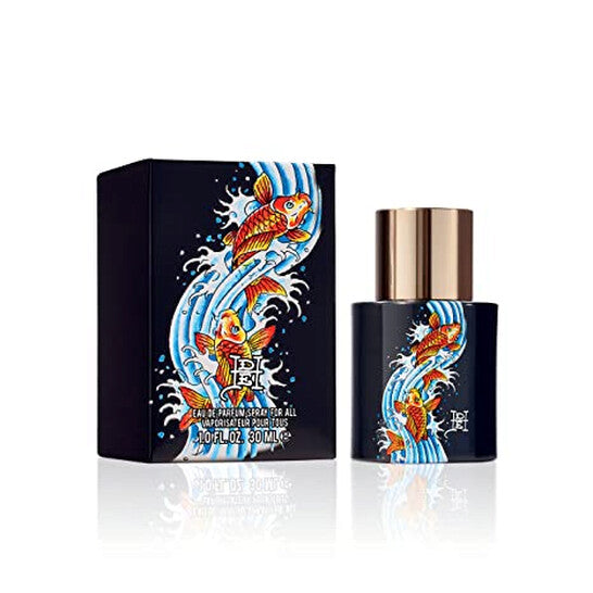 image showing the bottle and packaging for Ed Hardy Koi Wave Perfume By Ed Hardy Eau De Parfum Spray 30ml
