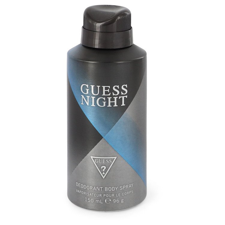 image showing the bottle and packaging for Guess Night Cologne By Guess Deodorant Spray 150ml