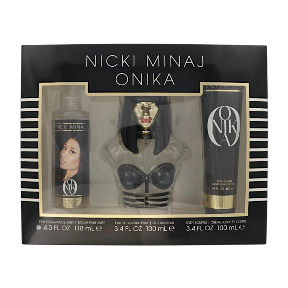 Nicki Minaj Onika 3pc Set   EDP Spray 100ml + 120ml Body Mist + 100ml Body Souffle set  - Just Perfume