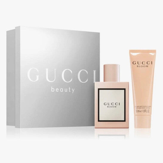 image showing the bottle and packaging for Gucci Bloom 2pc Set   EDP 50ml + Body Lotion 50ml set