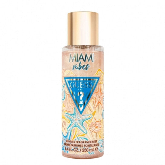 image showing the bottle and packaging for Guess Miami Vibes Shimmer Perfume By Guess Fragrance Mist 250ml