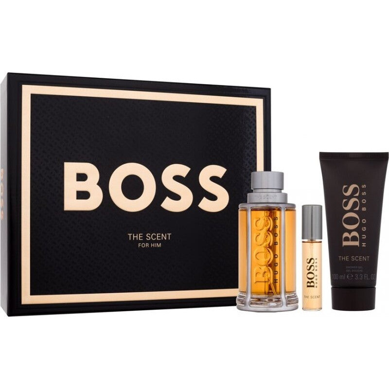 Hugo Boss The Scent 3 pc Set   100ml EDT Spray + 100ml Shower Gel + 150ml Deo Spray set  - Just Perfume