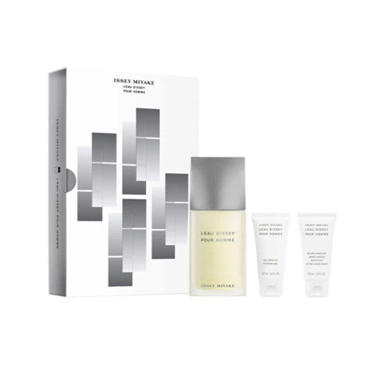 image showing the bottle and packaging for Issey Miyake 125ml  Eau De Toilette 50ml Shower Gel 50ml Aftershave, set