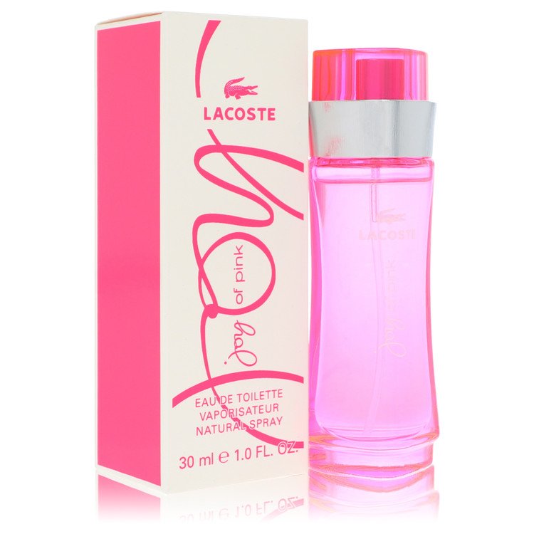 image showing the bottle and packaging for Joy Of Pink Perfume By Lacoste Eau De Toilette Spray 30ml