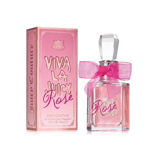 image showing the bottle and packaging for Juicy Couture Viva La Juicy Rose Cologne By Juicy Couture Eau De Parfum Spray 30ml