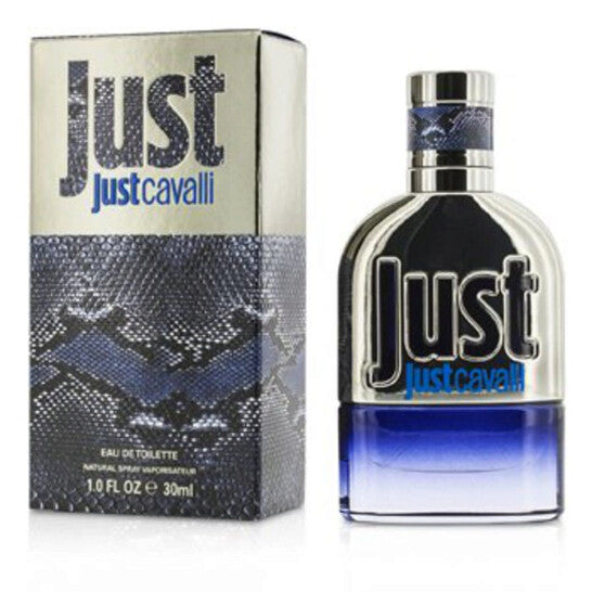 image showing the bottle and packaging for Just Cavalli Man Cologne By Roberto Cavalli Eau De Toilette Spray 30ml