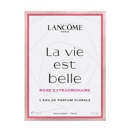 image showing the bottle and packaging for La Vie Est Belle Rose Extraordinaire Perfume By Lancome Eau De Parfum Florale Spray 30ml