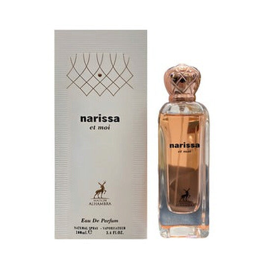 image showing the bottle and packaging for Maison Alhambra Narissa Et Moi Perfume By Maison Alhambra Eau De Parfum Spray 100ml