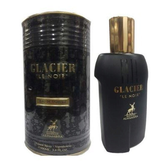 image showing the bottle and packaging for Maison Alhambra Glacier Le Noir Cologne By Maison Alhambra Eau De Parfum Spray 100ml