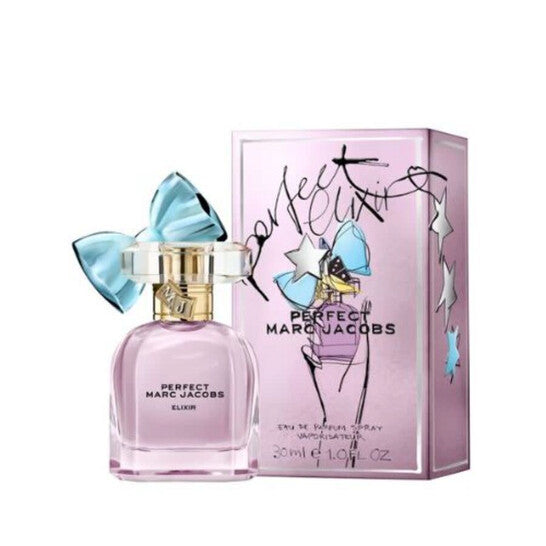 image showing the bottle and packaging for Marc Jacobs Perfect Elixir Cologne By Marc Jacobs Eau De Parfum Spray 30ml