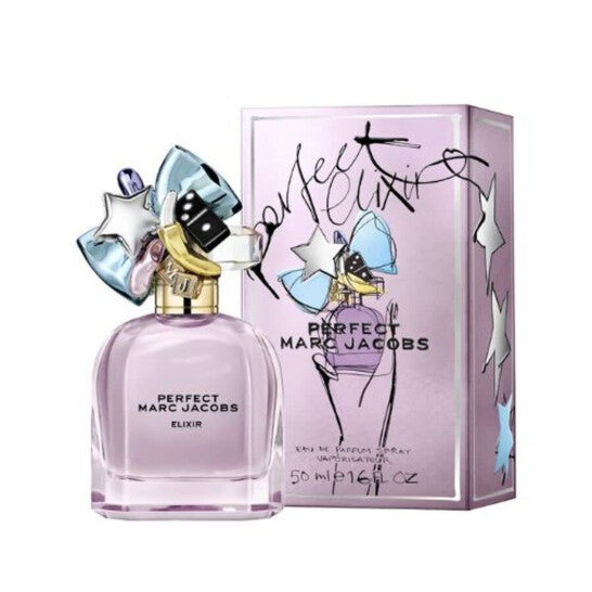 image showing the bottle and packaging for Marc Jacobs Perfect Elixir Cologne By Marc Jacobs Eau De Parfum Spray 50ml