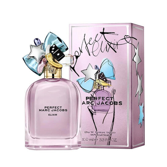 image showing the bottle and packaging for Marc Jacobs Perfect Elixir Cologne By Marc Jacobs Eau De Parfum Spray 100ml