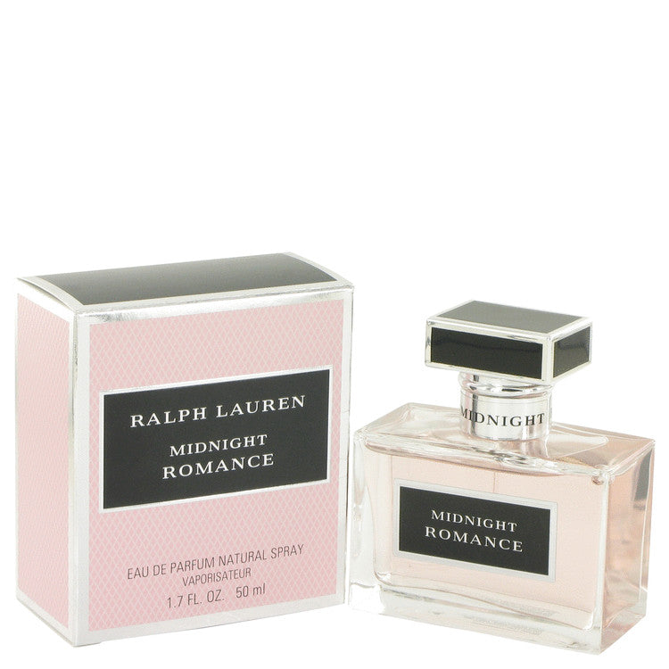 image showing the bottle and packaging for Midnight Romance Perfume By Ralph Lauren Eau De Parfum Spray 50ml