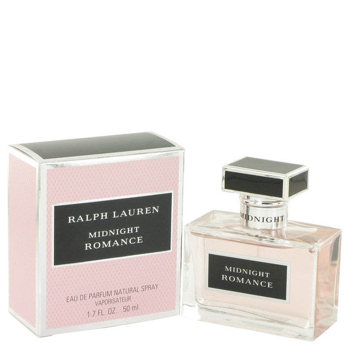 image showing the bottle and packaging for Midnight Romance Perfume By Ralph Lauren Eau De Parfum Spray 50ml