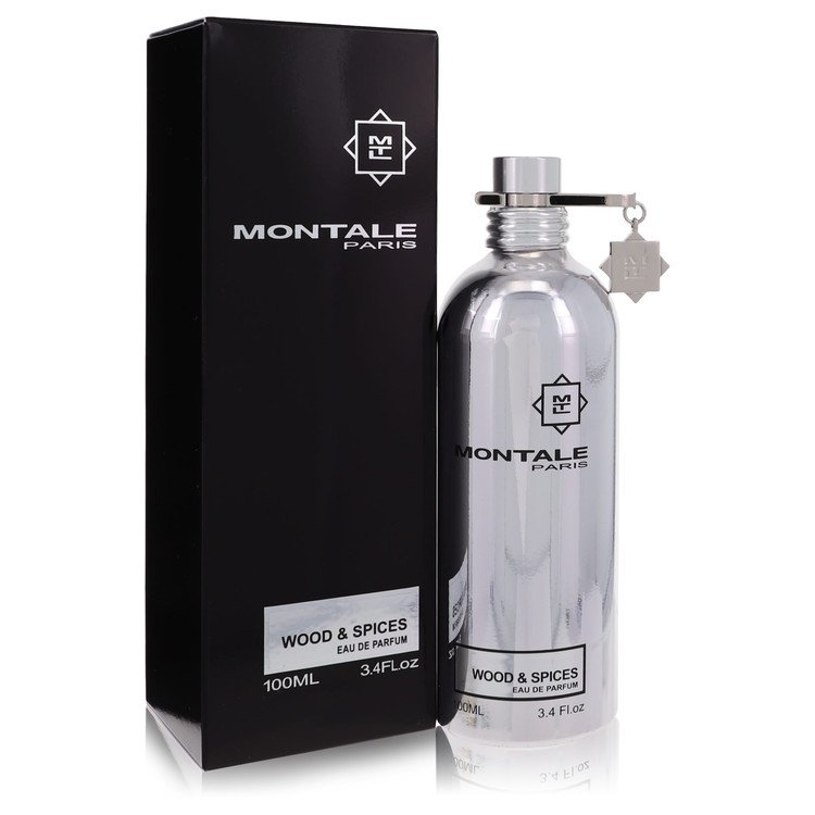 image showing the bottle and packaging for Montale Wood & Spices Cologne By Montale Eau De Parfum Spray 100ml