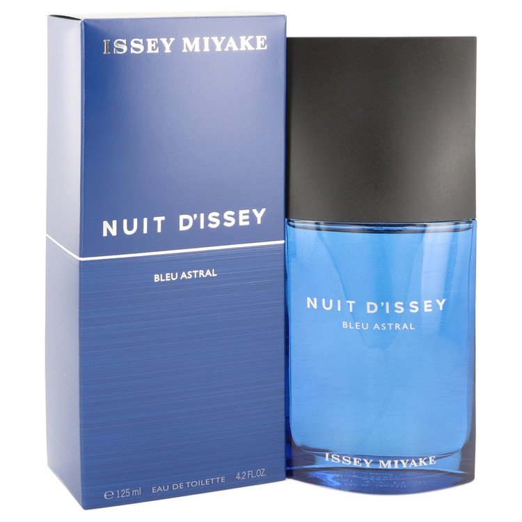image showing the bottle and packaging for Nuit D'issey Bleu Astral Cologne By Issey Miyake Eau De Toilette Spray 125ml
