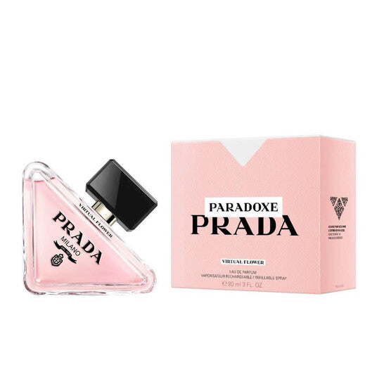 image showing the bottle and packaging for Prada Paradoxe Virtual Flower Perfume By Prada Eau De Parfum Spray 90ml